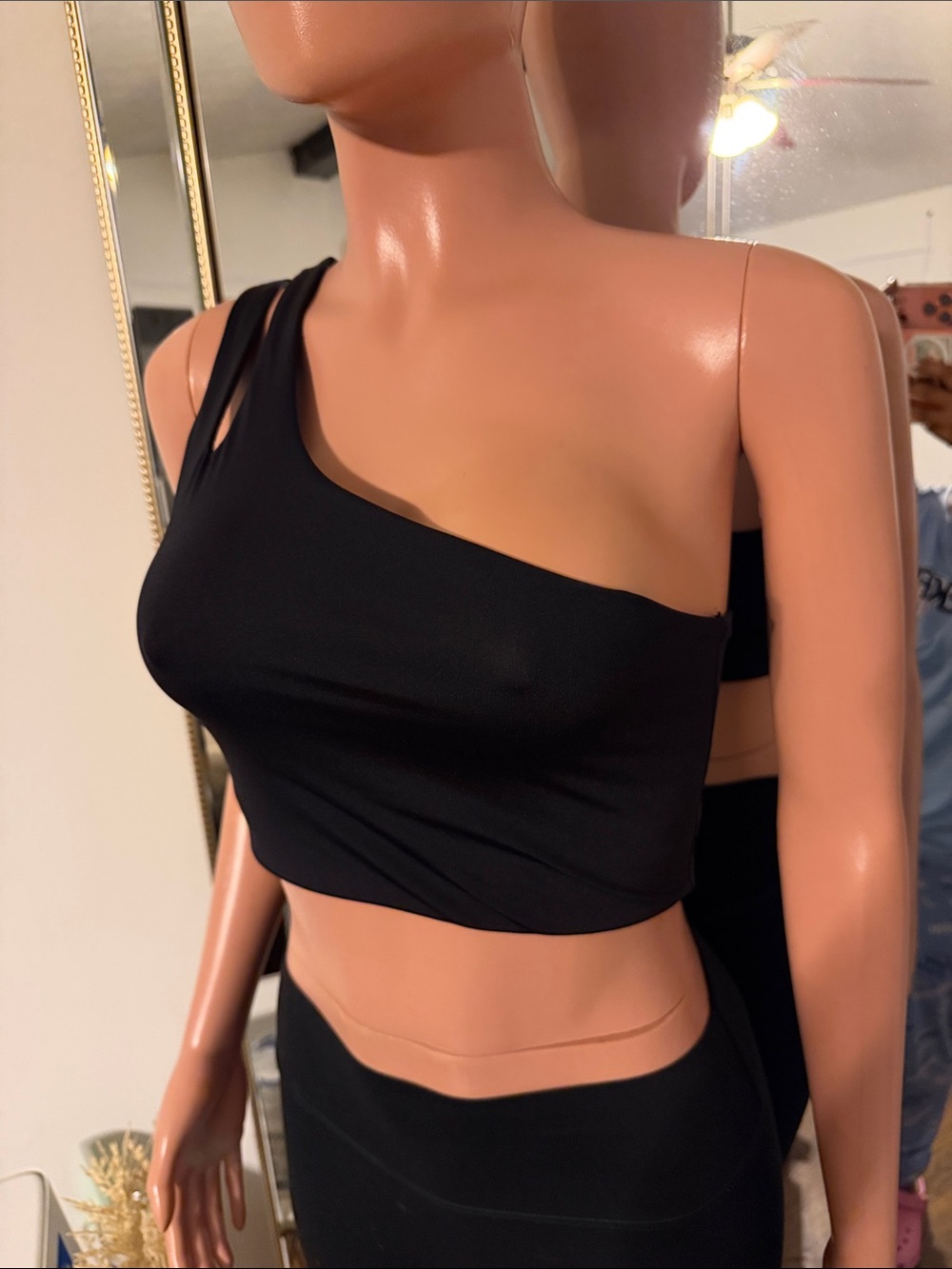 Fabletics Black One-Shoulder Cutout Crop Top - Picture 2 of 5